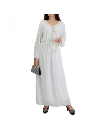 Robe maxi-longue fluide avec cordons à pompons pour femme (Plusieurs couleurs disponibles) 