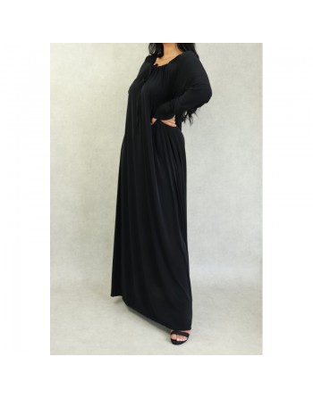 Robe maxi-longue et extra-large fluide avec lien de serrage en haut pour femme - Plusieurs couleurs disponibles 