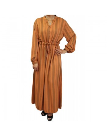 Robe longue cintrée en viscose - Couleur rouille 