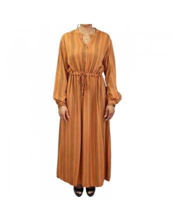 Robe longue cintrée en viscose - Couleur rouille 