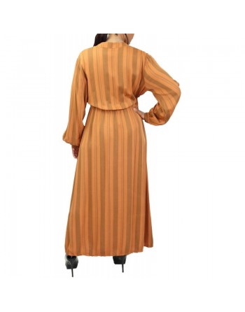 Robe longue cintrée en viscose - Couleur rouille 