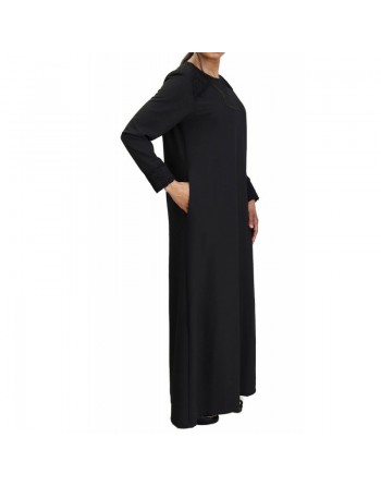 Robe longue à manches longues sobre et chic - Couleur Noire 