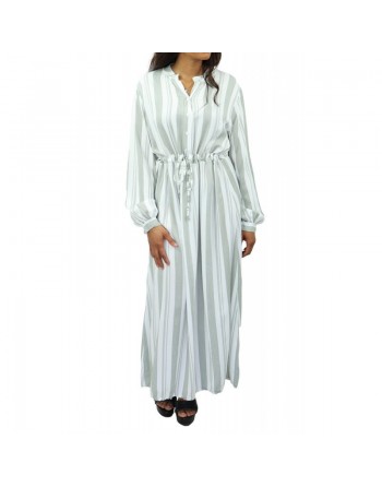 Robe longue cintrée en viscose - Couleur Blanc 