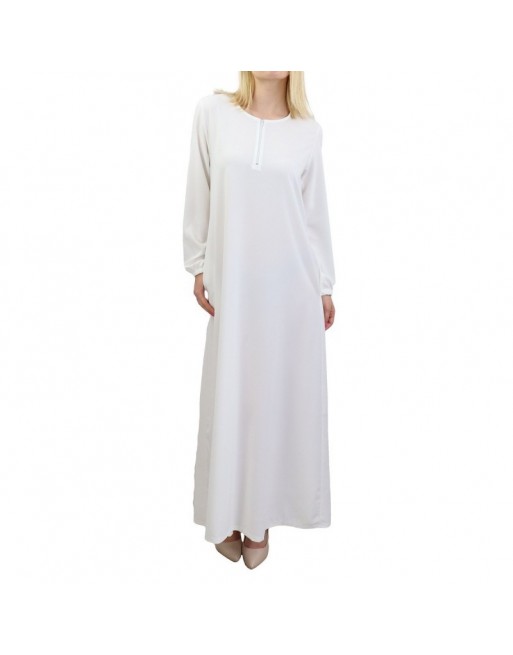 Robe longue simple avec fermeture zip et poches pour femme (Plusieurs couleurs disponibles) Robe longue simple avec fermeture zip et poches pour femme (Plusieurs couleurs disponibles)