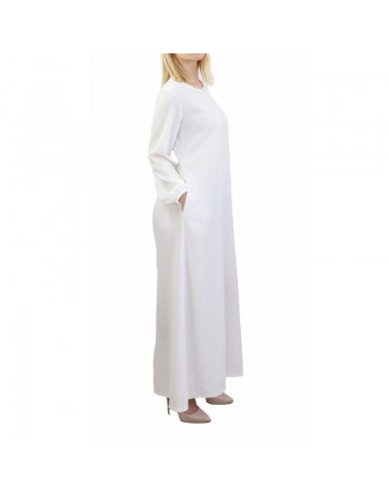 Robe longue simple avec fermeture zip et poches pour femme (Plusieurs couleurs disponibles) 