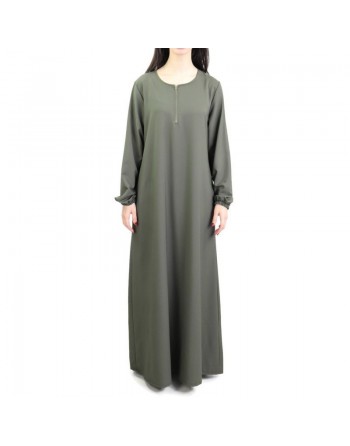 Robe longue simple avec fermeture zip et poches pour femme (Plusieurs couleurs disponibles) 