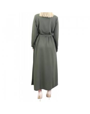 Robe longue fermeture zip avec ceinture pour femme (Taille standard s'adapte aux grandes tailles) - Vert Kaki 
