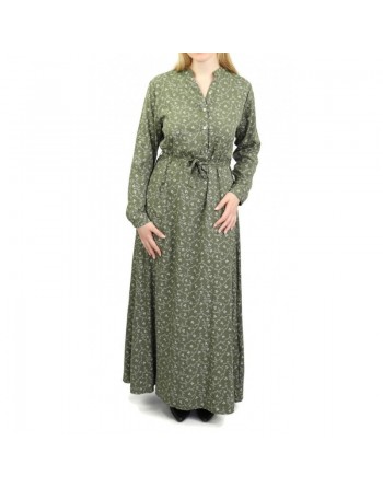 Robe longue maxi fleurie pour les 4 saisons - Couleur Kaki à motifs fleuris 