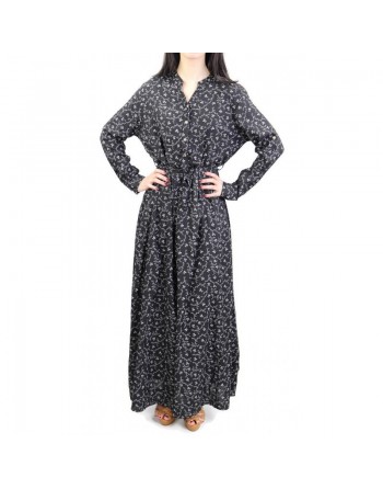 Robe longue maxi fleurie pour les 4 saisons - Couleur Kaki à motifs fleuris 