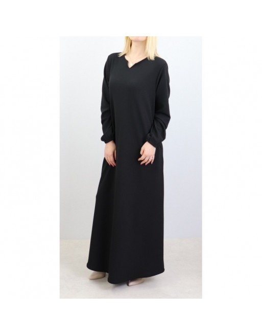 Robe basique évasée col V pour femme - Marque Amelis Paris Robe basique évasée col V pour femme - Marque Amelis Paris