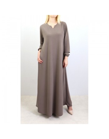 Robe simple évasée col V pour femme (Plusieurs Couleurs Disponibles) 
