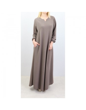 Robe simple évasée col V pour femme (Plusieurs Couleurs Disponibles) 