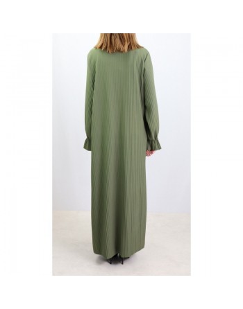 Robe longue entièrement plissée - Couleur kaki 