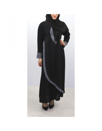 Abaya noire Dubai chic avec son hijab assorti (Robe pour femme musulmane voilée) 