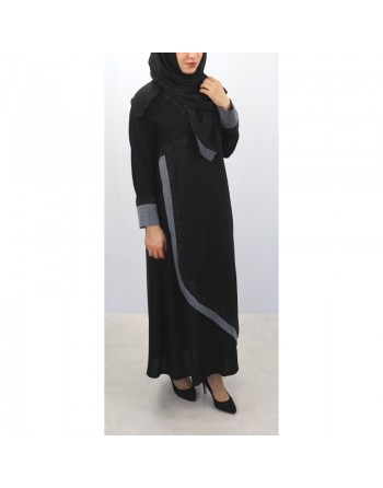 Abaya noire Dubai chic avec son hijab assorti (Robe pour femme musulmane voilée) 