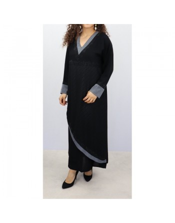 Abaya noire Dubai chic avec son hijab assorti (Robe pour femme musulmane voilée) 