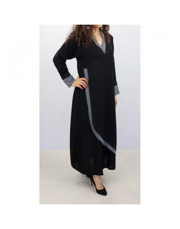 Abaya noire Dubai chic avec son hijab assorti (Robe pour femme musulmane voilée) 