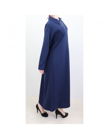Robe longue fermeture zip avec ceinture pour femme (Taille standard) - Couleur Bleu 