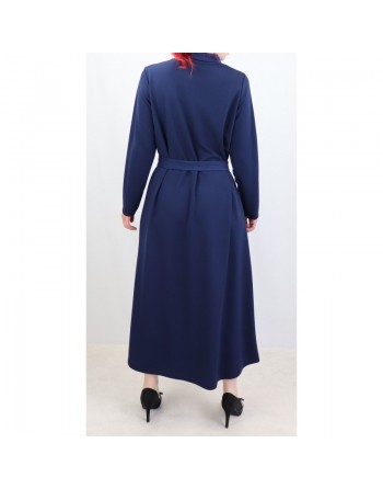 Robe longue fermeture zip avec ceinture pour femme (Taille standard) - Couleur Bleu 