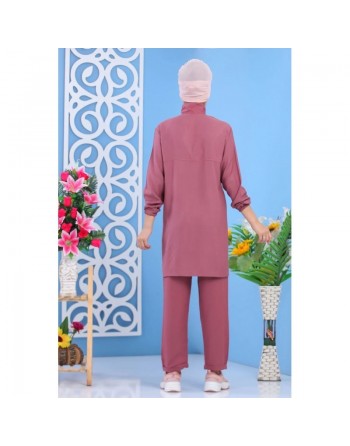 Ensemble décontracté sport pour femme (2 pièces : tunique + pantalon) - Couleur vieux rose 