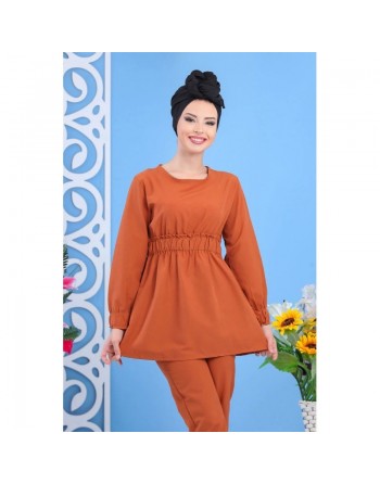 Ensemble femme casual tunique et pantalon - Couleur rouille 