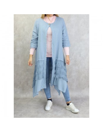 Veste-Tunique longue et évasée pour femme - Couleur bleu clair 