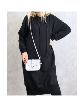 Sweat long à capuche - Sweatshirts femmes en coton - Couleur noir 