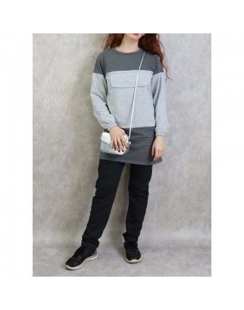 Survêtement femme 2 pièces bicolore - Couleur Gris 