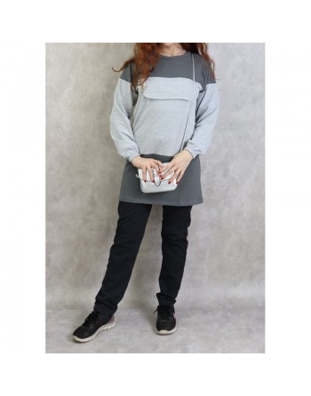 Survêtement femme 2 pièces bicolore - Couleur Gris 