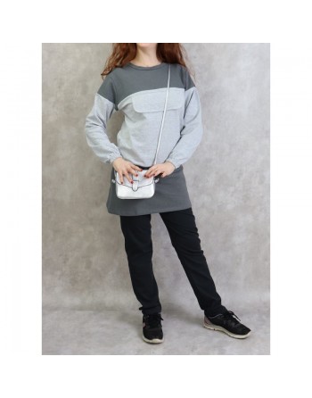 Survêtement femme 2 pièces bicolore - Couleur Gris 