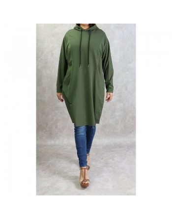 Tunique sport en coton - Sweatshirts long avec capuche pour femme (Plusieurs couleurs disponilbes) 