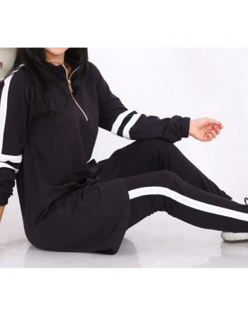 Survêtement femme 2 pièces de couleur noir (Ensemble décontracté et sport - Grandes tailles disponibles) 