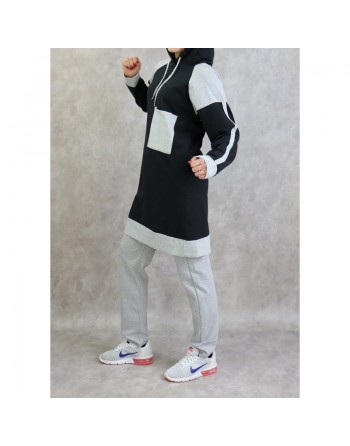Survêtement femme 2 pièces avec capuche de couleur anthracite et gris clair (grande taille disponible) 