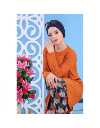 Ensemble décontracté 2 pièces tunique + pantalon pour femme - Couleur rouille 