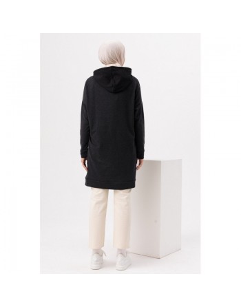 Tunique type sweat-shirt à capuche (Vêtement décontracté et sport pour hijab) - Couleur anthracite 