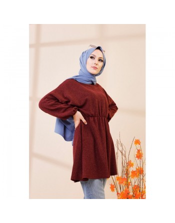 Tunique ample pour femme (Vêtements saisons automne Hiver) - Couleur bordeaux 