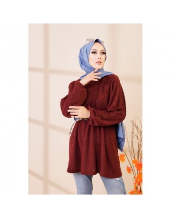 Tunique ample pour femme (Vêtements saisons automne Hiver) - Couleur bordeaux 