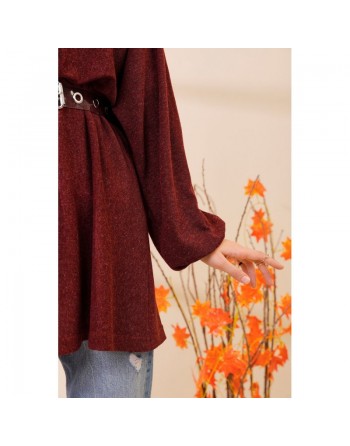Tunique ample pour femme (Vêtements saisons automne Hiver) - Couleur bordeaux 
