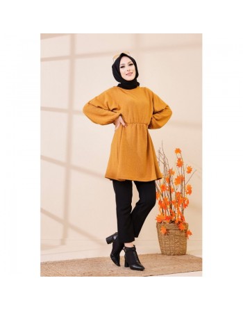 Tunique ample pour femme (Vêtement saison automne Hiver) - Couleur moutarde 