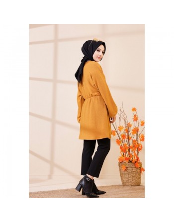 Tunique ample pour femme (Vêtement saison automne Hiver) - Couleur moutarde 