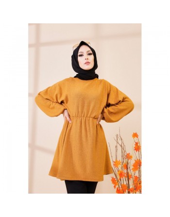 Tunique ample pour femme (Vêtement saison automne Hiver) - Couleur moutarde 
