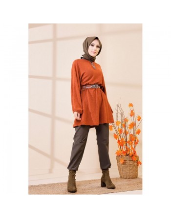 Tunique ample pour femme (Vêtement hijab) - Couleur brique 