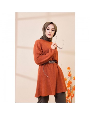 Tunique ample pour femme (Vêtement hijab) - Couleur brique 