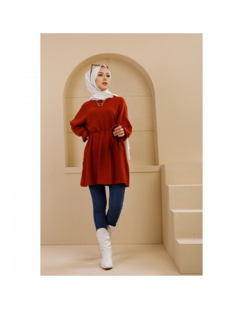 Tunique manches longues pour femme - Couleur brique 