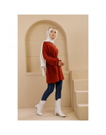 Tunique manches longues pour femme - Couleur brique 