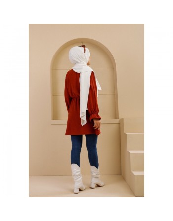 Tunique manches longues pour femme - Couleur brique 