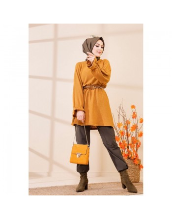 Tunique manches longues pour femme - Couleur moutarde 
