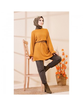Tunique manches longues pour femme - Couleur moutarde 