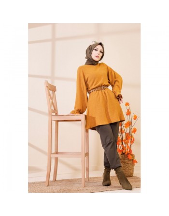 Tunique manches longues pour femme - Couleur moutarde 