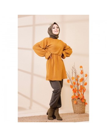Tunique manches longues pour femme - Couleur moutarde 